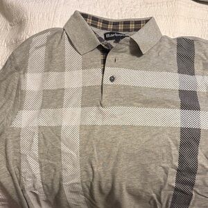 Barbour Gray and Black Striped Polo Shirt